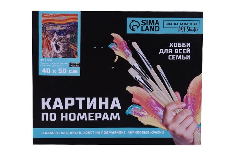 Картина по номерам Школа талантов на холсте с подрамником «Кот в поле» 40х50 см