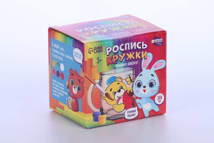 Кружка Школа талантов д/росписи красками «Мишка с зайкой»