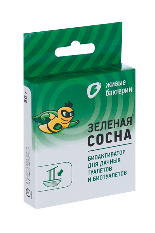 Биоактиватор д/дачных туалетов и выгребных ям Живые Бактерии Зеленая Сосна уп 2 дозы 50 г