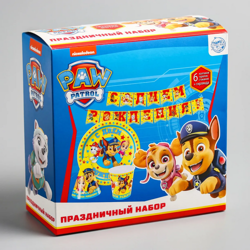 Набор Paw Patrol бумажной посуды С днем рождения! , команда , на 6 персон