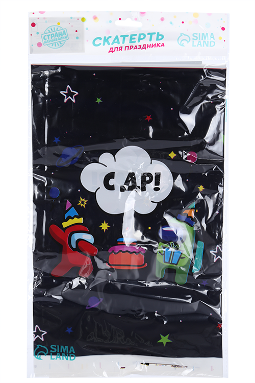 Скатерть Страна Карнавалия «С ДР!» чудики, 137×180см