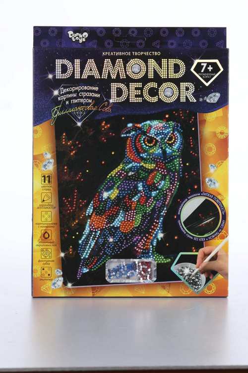 Набор д/создания мозаики Danko Toys Бриллиантовая сова DIAMOND DECOR, планшетка без рамки