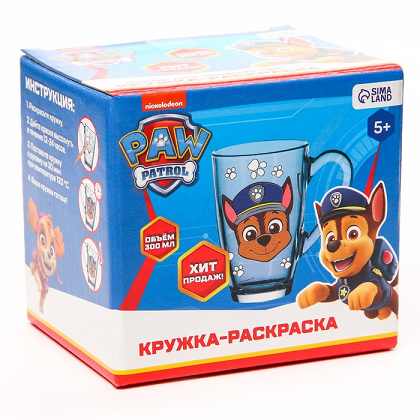 Роспись стеклянной кружки Paw Patrol Гончик, 300 мл