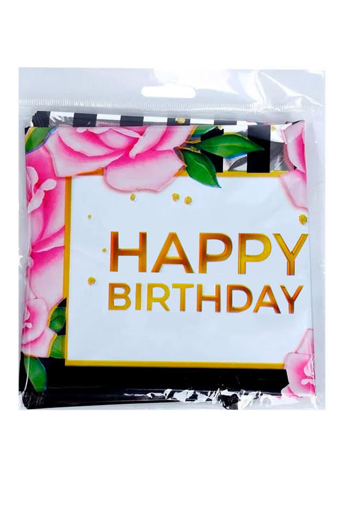 Фольгированный шар LETI «HBD» с розами круг 5 шт