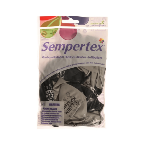 Шар Sempertex латексный «С Днем рождения. Магия», пастель, 15 шт ,цвет серебро хром, синий