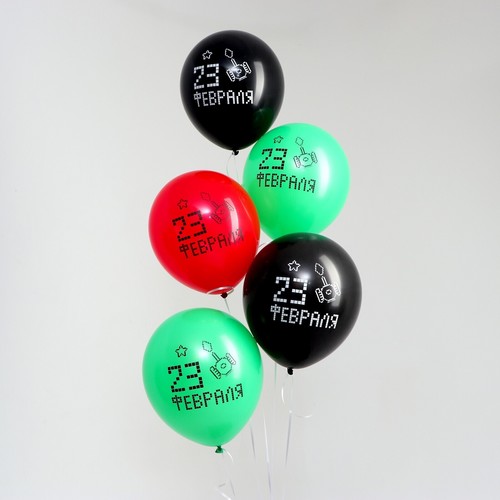 Шар Страна Карнавалия латексный «23 Февраля», пиксели, 25 шт
