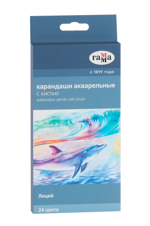 Карандаши Гамма цветные акварельные 24 цвета с кистью шестигранные