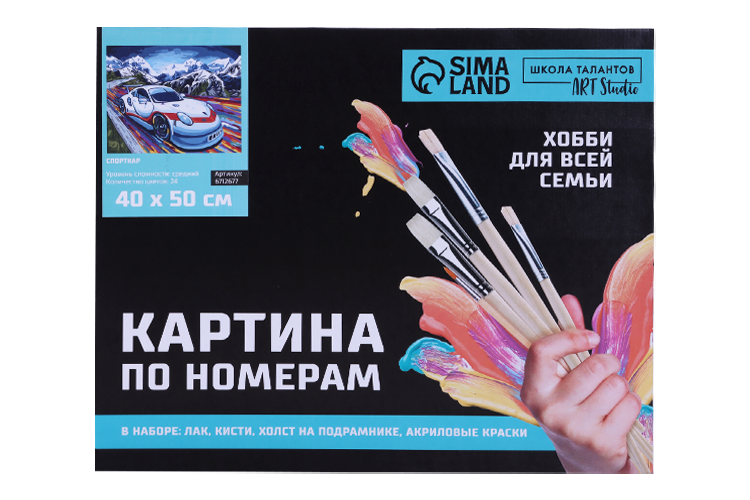 Картина по номерам Школа талантов на холсте с подрамником Спорткар 40х50 см