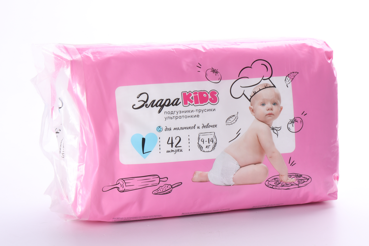 Подгузники-трусики ультратонкие Элара Kids дет р L (9-14 кг), 42 шт, (88342)