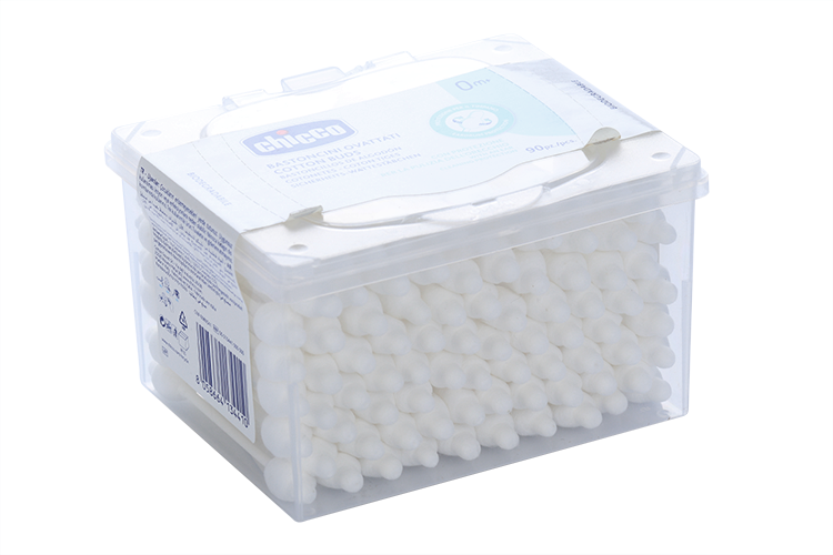 Ватные палочки Chicco с ограничителем (с 0 мес), 90 шт