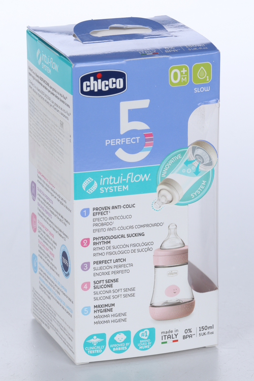 Бутылочка Chicco Perfect5 Girl силик соска медл поток ( 0+ ), 150 мл