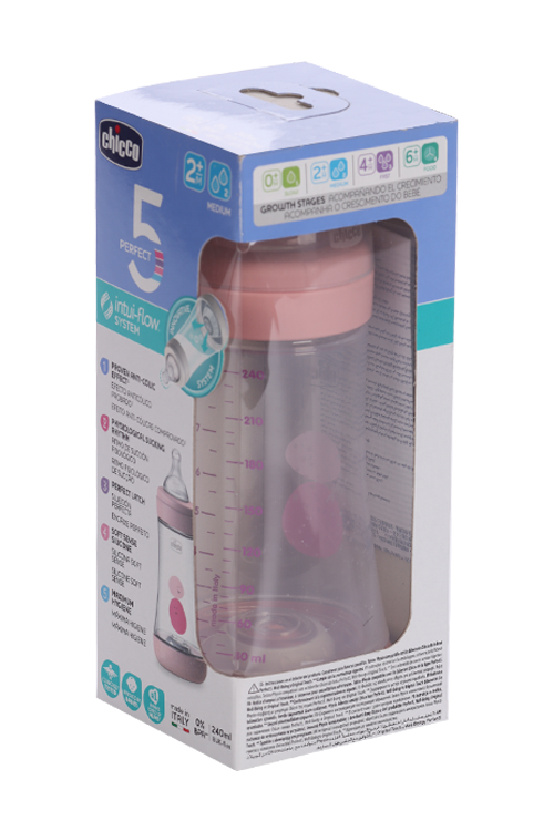 Бутылочка Chicco Perfect5 Girl силик соска сред поток (с 2 мес), 240 мл