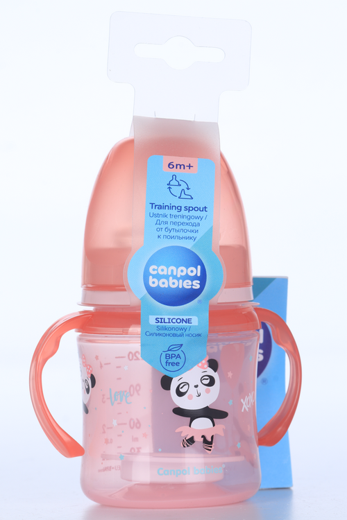 Поильник Canpol EasyStart Exotic Animals обучающий с силик носиком розовый (с 6 мес), 120 мл