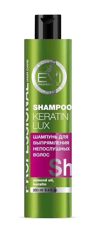 Шампунь EVI Professional Кератиновое выпрямление д/непослушных волос, 250 мл