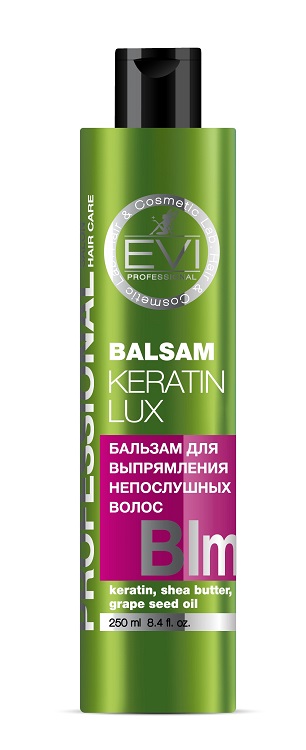 Бальзам-ополаскиватель EVI Professional Кератиновое выпрям д/непослуш волос, 250 мл