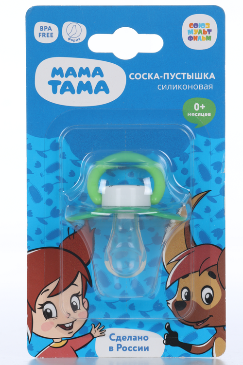 Соска-пустышка Мама Тама Галчонок анатомич силик (0-6 мес), зелен