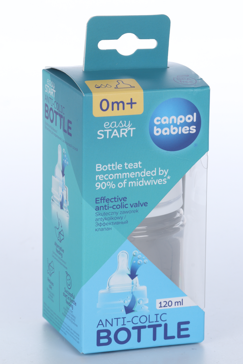 Бутылочка PP EasyStart Newborn с широк горлыш антиколик, 120 мл, Newborn baby белый