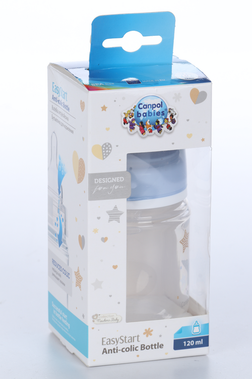 Бутылочка PP EasyStart Newborn с широк горлыш антиколик, 120 мл, Newborn baby голубой