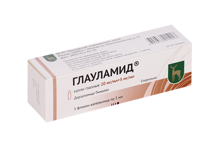 Глауламид 20 мг/мл+5 мг/мл, 5 мл, капли глазные