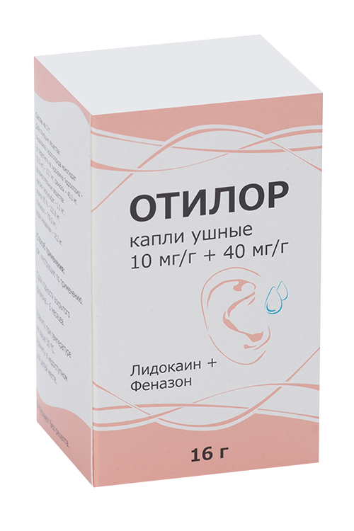 Отилор 10 мг/г+40 мг/г, 16 г, капли ушные