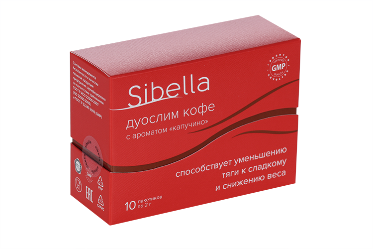 Дуослим Кофе с ароматом Капучино (Sibella), 2 г, 10 шт, пакет