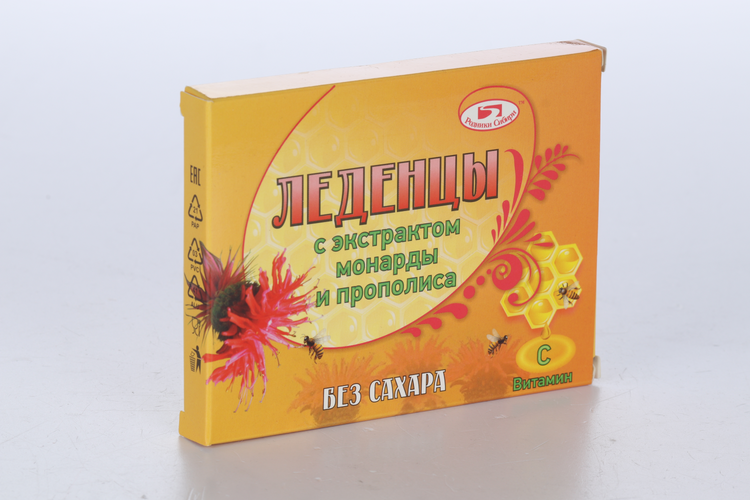 Леденцы Родники Сибири с экстрактом монарды и прополиса б/сахара, 10 шт