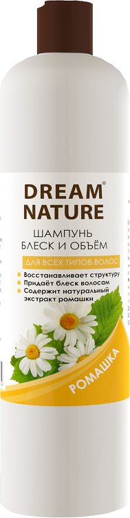 Шампунь Dream Nature Ромашка блеск и объем д/всех типов волос, 400 мл