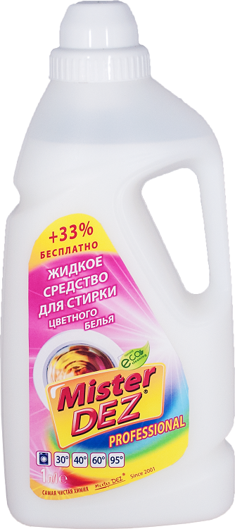 Средство Mister Dez Eco-Cleaning Professional жидк д/стирки цветных тканей 1 000 мл