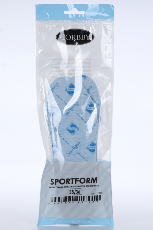 Стельки Corbby Sportform трехслойн проф из полиурит пены с антибак пропит Sanitized р 35-36