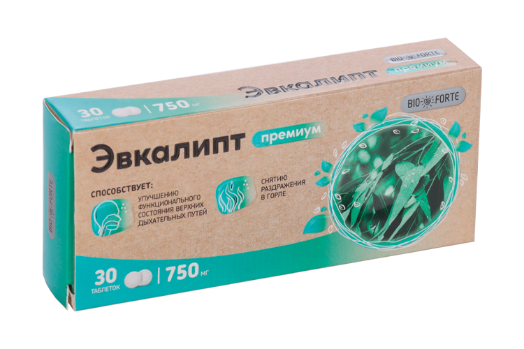 Эвкалипт Премиум BioForte, 750 мг, 30 шт, таблетки