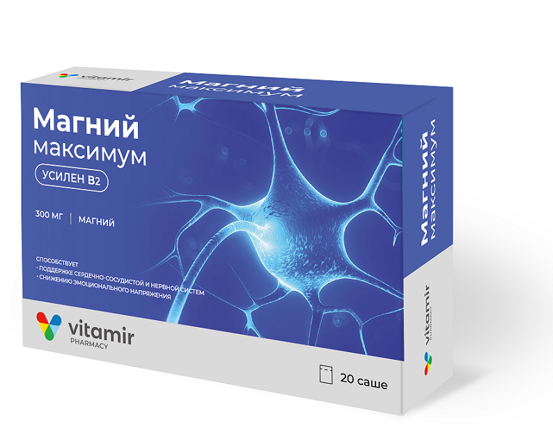 Магний максимум 300 мг, 5 г, 20 шт, порошок