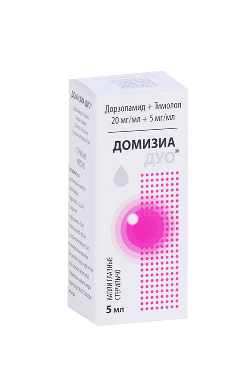 Домизиа Дуо 20 мг/мл+5 мг/мл, 5 мл, капли глазные