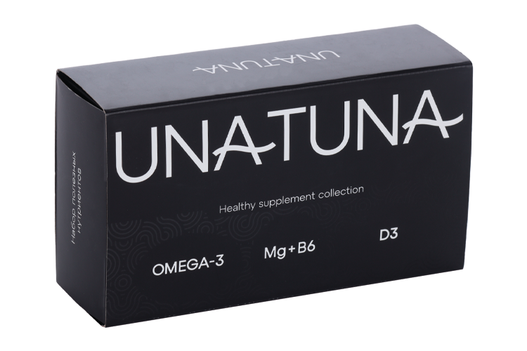 Набор витаминов UNATUNA Витамин Д3 (90 капс)/Омега-3 (60 кап)/Магний В6 (90 таб)