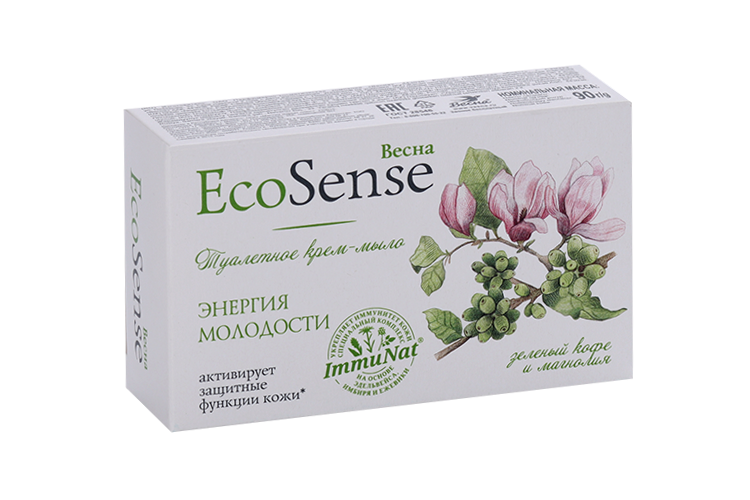 Туалетное Крем-мыло Весна Ecosense зеленый кофе/магнолия, 90 г