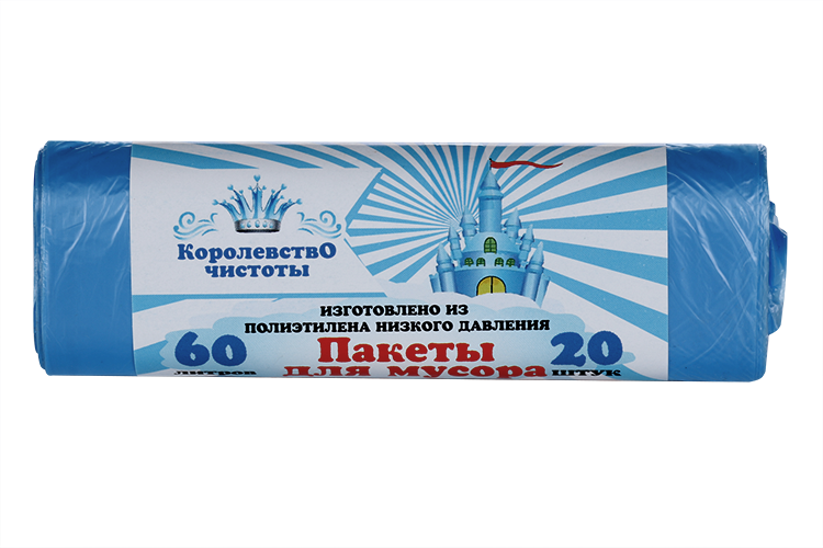 Пакеты UFAPACK Королевство чистоты д/мусора синие 60 л, 20 шт