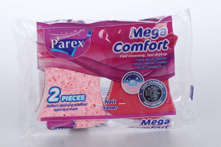 Губка PAREX MEGA COMFORT с защитой маникюра 2 шт