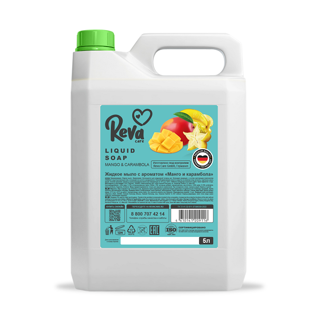 Мыло жид Reva Care Манго и карамбола, 5 л