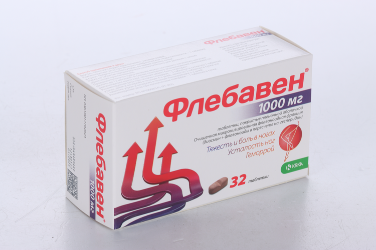 Флебавен 1000 мг, 32 шт, таблетки покрытые пленочной оболочкой