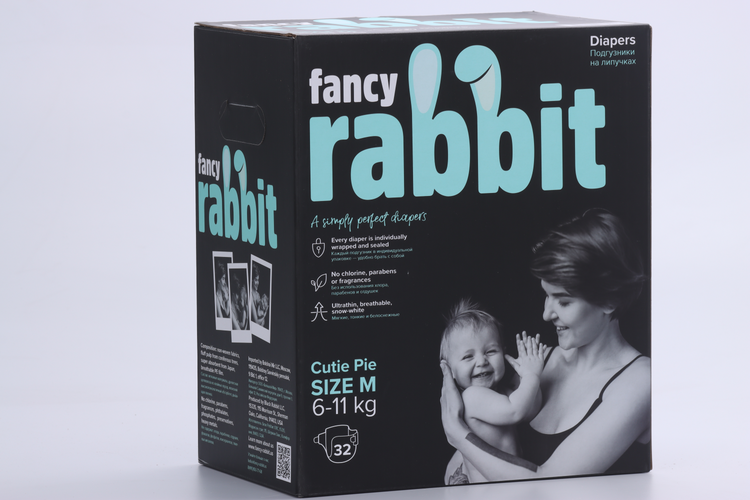 Подгузники Fancy Rabbit M (6-11кг), 32 шт