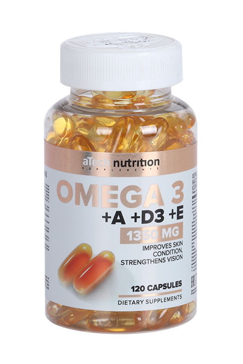 Омега 3 и витамины А/Д3/Е aTech nutrition, 1 350 мг, 120 шт, капсулы