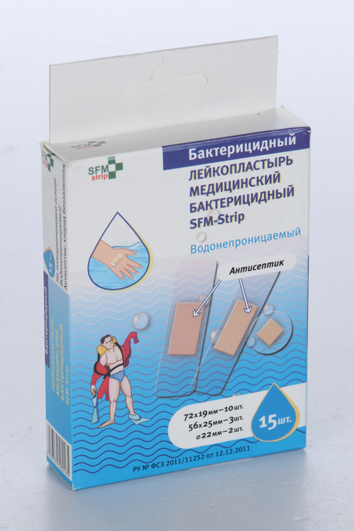 Набор SFM-strip Водонепроницаемый лейкопластыри бактерицидные, 15 шт