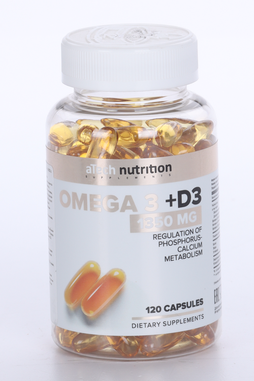 Омега 3 и витамин Д3 aTech nutrition, 1 350 мг, 120 шт, капсулы