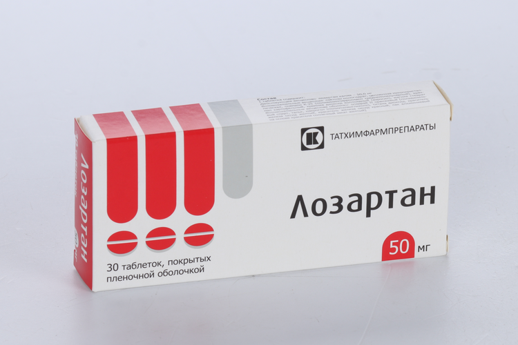 Лозартан 50 мг, 30 шт, таблетки покрытые пленочной оболочкой