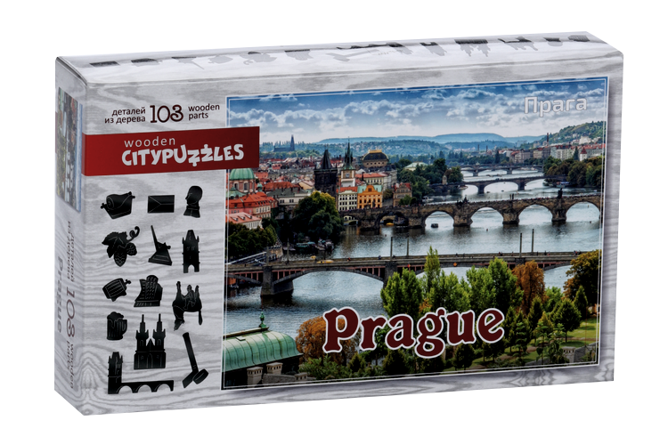 Пазл Нескучные игры CITYPUZZLES ПРАГА фигурные/деревянные 103 деталей