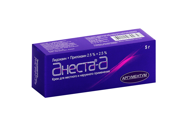 Анеста-А 2.5%+2.5%, 5 г, крем для местного и наружного применения