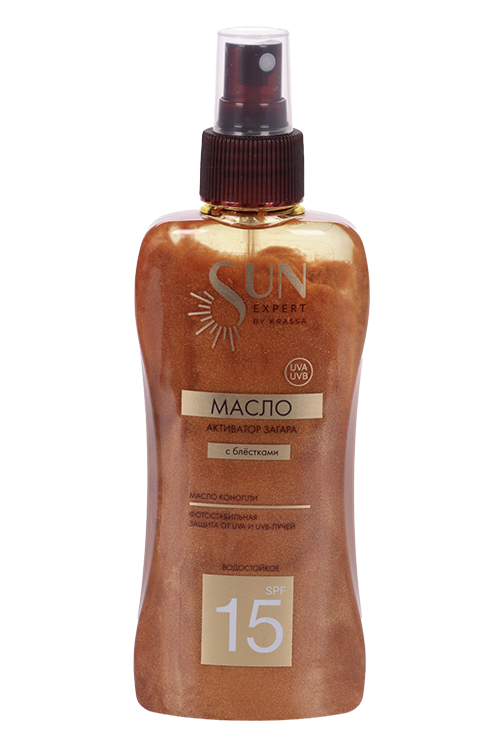 Масло-активатор загара Krassa SPF15 с блестками, 180 мл, (SE41368)