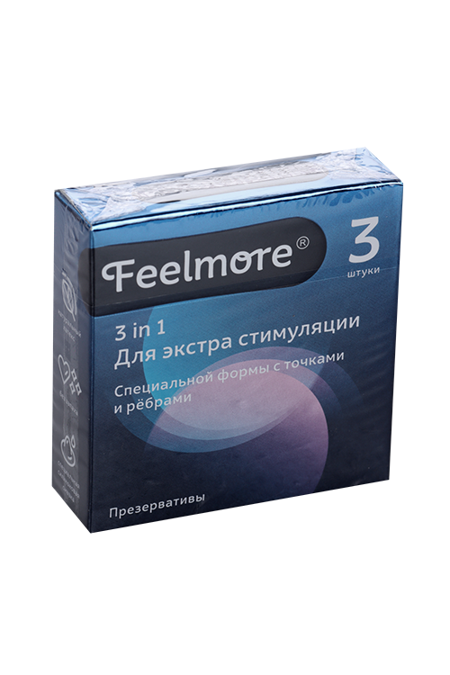 Презервативы Feelmore натуральные латексные 3 в 1, 3 шт, (28811)
