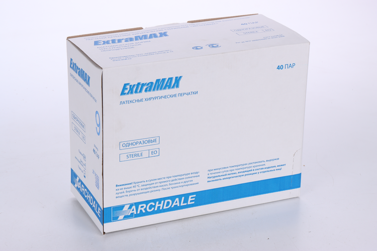 Перчатки ARCHDALE ExtraMAX хирургич/латекс/стерил/неопудр/текстур р 9, 40 шт