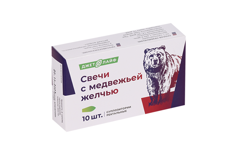 Свечи с медвежьей желчью Джет-Лайф, 10 шт, суппозитории ректальные