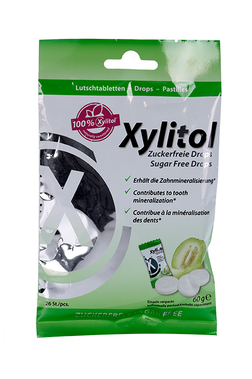 Леденцы Miradent Xylitol со 100 % ксилитолом дыня д/рассасывания, 60 г, 26 шт